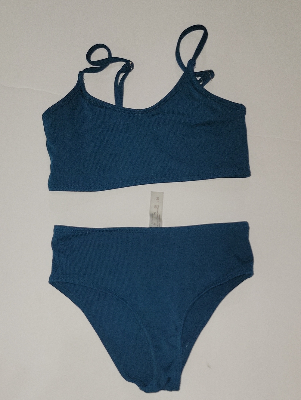 Teal Ribbed Two-Piece Bikini Set